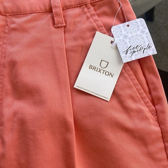 Brixton Womens Victory Trouser Shorts Coral Pleated Size 25 NWT High Waisted - Picture 3 of 9